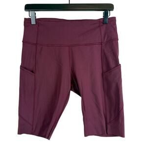 Lululemon Fast And Free 10” Shorts Maroon Red w Pockets Biker - 10